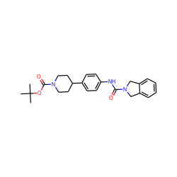 CC(C)(C)OC(=O)N1CCC(c2ccc(NC(=O)N3Cc4ccccc4C3)cc2)CC1 ZINC000166941990