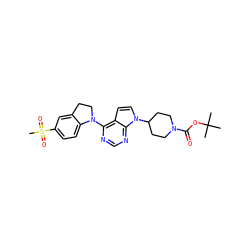 CC(C)(C)OC(=O)N1CCC(n2ccc3c(N4CCc5cc(S(C)(=O)=O)ccc54)ncnc32)CC1 ZINC000103259844