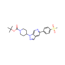 CC(C)(C)OC(=O)N1CCC(n2ncc3cc(-c4ccc(S(C)(=O)=O)cc4)ncc32)CC1 ZINC000653861157