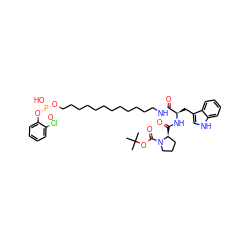 CC(C)(C)OC(=O)N1CCC[C@@H]1C(=O)N[C@H](Cc1c[nH]c2ccccc12)C(=O)NCCCCCCCCCCCCO[P@@](=O)(O)Oc1ccccc1Cl ZINC000095539838