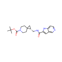 CC(C)(C)OC(=O)N1CCC2(CC1)C[C@@H]2CNC(=O)c1cc2cnccc2[nH]1 ZINC000205802661