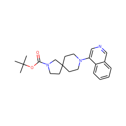 CC(C)(C)OC(=O)N1CCC2(CCN(c3cncc4ccccc34)CC2)C1 ZINC001772632304