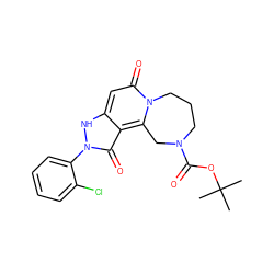 CC(C)(C)OC(=O)N1CCCn2c(c3c(=O)n(-c4ccccc4Cl)[nH]c3cc2=O)C1 ZINC000082153973