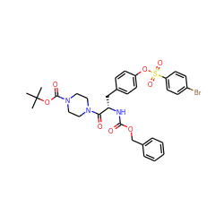 CC(C)(C)OC(=O)N1CCN(C(=O)[C@H](Cc2ccc(OS(=O)(=O)c3ccc(Br)cc3)cc2)NC(=O)OCc2ccccc2)CC1 ZINC000028979202