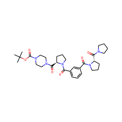 CC(C)(C)OC(=O)N1CCN(C(=O)[C@H]2CCCN2C(=O)c2cccc(C(=O)N3CCC[C@H]3C(=O)N3CCCC3)c2)CC1 ZINC000027522319