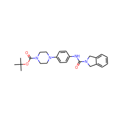 CC(C)(C)OC(=O)N1CCN(c2ccc(NC(=O)N3Cc4ccccc4C3)cc2)CC1 ZINC000166803700