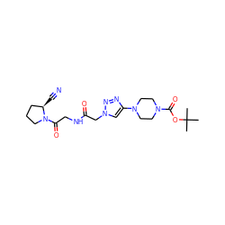 CC(C)(C)OC(=O)N1CCN(c2cn(CC(=O)NCC(=O)N3CCC[C@H]3C#N)nn2)CC1 ZINC000084632789