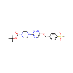 CC(C)(C)OC(=O)N1CCN(c2ncc(OCc3ccc(S(C)(=O)=O)cc3)nn2)CC1 ZINC000084690560