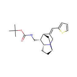 CC(C)(C)OC(=O)NC[C@@H]1[C@H]2C[C@H]3CC[C@H]1N3C/C2=C\c1cccs1 ZINC000261135828