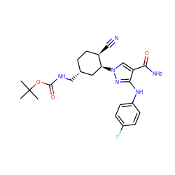 CC(C)(C)OC(=O)NC[C@@H]1CC[C@@H](C#N)[C@@H](n2cc(C(N)=O)c(Nc3ccc(F)cc3)n2)C1 ZINC000221875415