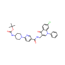 CC(C)(C)OC(=O)NC1CCN(c2ccc(C(=O)NCc3cn(-c4ccccc4)c4cc(Cl)ccc4c3=O)cn2)CC1 ZINC000096170173