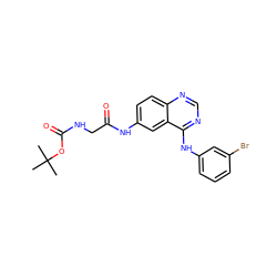 CC(C)(C)OC(=O)NCC(=O)Nc1ccc2ncnc(Nc3cccc(Br)c3)c2c1 ZINC001772606774