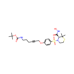 CC(C)(C)OC(=O)NCCCC#CCOc1ccc(S(=O)(=O)N2CCSC(C)(C)[C@@H]2C(=O)NO)cc1 ZINC000028571938