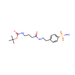 CC(C)(C)OC(=O)NCCCC(=O)NCCc1ccc(S(N)(=O)=O)cc1 ZINC000299552172