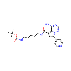 CC(C)(C)OC(=O)NCCCCCNC(=O)c1cc(-c2ccncc2)n2ncnc(N)c12 ZINC000169704071