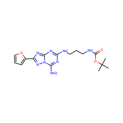 CC(C)(C)OC(=O)NCCCNc1nc(N)n2nc(-c3ccco3)nc2n1 ZINC000073197273