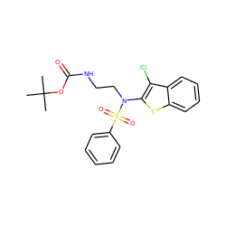 CC(C)(C)OC(=O)NCCN(c1sc2ccccc2c1Cl)S(=O)(=O)c1ccccc1 ZINC000115232092