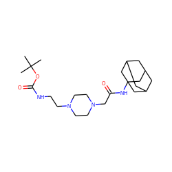 CC(C)(C)OC(=O)NCCN1CCN(CC(=O)NC23CC4CC(CC(C4)C2)C3)CC1 ZINC000095589564