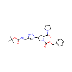 CC(C)(C)OC(=O)NCc1cn([C@H]2C[C@@H](C(=O)N3CCCC3)N(C(=O)OCc3ccccc3)C2)nn1 ZINC000095576274