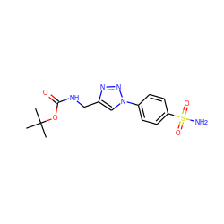 CC(C)(C)OC(=O)NCc1cn(-c2ccc(S(N)(=O)=O)cc2)nn1 ZINC000299835603