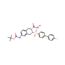 CC(C)(C)OC(=O)Nc1ccc2c(c1)CN(S(=O)(=O)c1ccc(-c3ccc(F)cc3)cc1)[C@@H](C(=O)NO)C2 ZINC000027521889