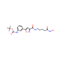 CC(C)(C)OC(=O)Nc1cccc(-c2cc(C(=O)NCCCCC(=O)NO)no2)c1 ZINC000040395403