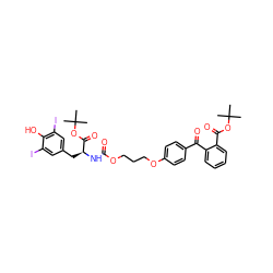 CC(C)(C)OC(=O)c1ccccc1C(=O)c1ccc(OCCCOC(=O)N[C@@H](Cc2cc(I)c(O)c(I)c2)C(=O)OC(C)(C)C)cc1 ZINC000150354296