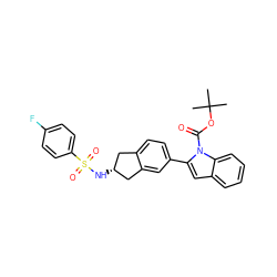 CC(C)(C)OC(=O)n1c(-c2ccc3c(c2)C[C@H](NS(=O)(=O)c2ccc(F)cc2)C3)cc2ccccc21 ZINC000028949558