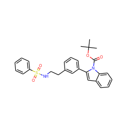 CC(C)(C)OC(=O)n1c(-c2cccc(CCNS(=O)(=O)c3ccccc3)c2)cc2ccccc21 ZINC000028822968