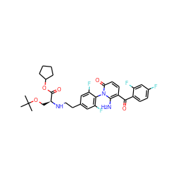 CC(C)(C)OC[C@H](NCCc1cc(F)c(-n2c(N)c(C(=O)c3ccc(F)cc3F)ccc2=O)c(F)c1)C(=O)OC1CCCC1 ZINC000139207068