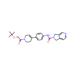 CC(C)(C)OCC(=O)N1CC=C(c2ccc(NC(=O)N3Cc4ccncc4C3)cc2)CC1 ZINC000166641093