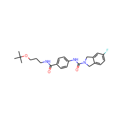 CC(C)(C)OCCCNC(=O)c1ccc(NC(=O)N2Cc3ccc(F)cc3C2)cc1 ZINC000166233237