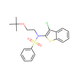 CC(C)(C)OCCN(c1sc2ccccc2c1Cl)S(=O)(=O)c1ccccc1 ZINC000115229904