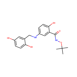 CC(C)(C)ONC(=O)c1cc(NCc2cc(O)ccc2O)ccc1O ZINC000013735404