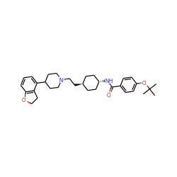 CC(C)(C)Oc1ccc(C(=O)N[C@H]2CC[C@H](CCN3CCC(c4cccc5c4CCO5)CC3)CC2)cc1 ZINC000261185799