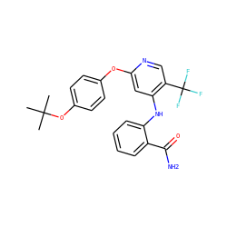 CC(C)(C)Oc1ccc(Oc2cc(Nc3ccccc3C(N)=O)c(C(F)(F)F)cn2)cc1 ZINC000073168519