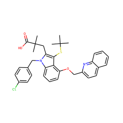 CC(C)(C)Sc1c(CC(C)(C)C(=O)O)n(Cc2ccc(Cl)cc2)c2cccc(OCc3ccc4ccccc4n3)c12 ZINC000026404625