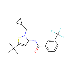 CC(C)(C)c1c/c(=N\C(=O)c2cccc(C(F)(F)F)c2)n(CC2CC2)s1 ZINC000029124913