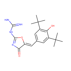 CC(C)(C)c1cc(/C=C2\OC(NC(=N)N)=NC2=O)cc(C(C)(C)C)c1O ZINC000013734193