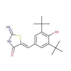 CC(C)(C)c1cc(/C=C2\SC(=N)NC2=O)cc(C(C)(C)C)c1O ZINC000003783481