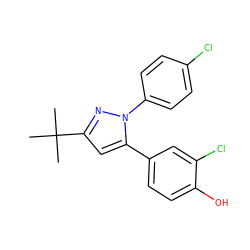 CC(C)(C)c1cc(-c2ccc(O)c(Cl)c2)n(-c2ccc(Cl)cc2)n1 ZINC000299834776