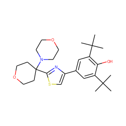 CC(C)(C)c1cc(-c2csc(C3(N4CCOCC4)CCOCC3)n2)cc(C(C)(C)C)c1O ZINC000059125104