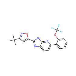 CC(C)(C)c1cc(-c2nc3ccc(-c4ccccc4OC(F)(F)F)nc3[nH]2)on1 ZINC001772640228