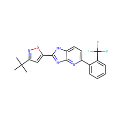 CC(C)(C)c1cc(-c2nc3nc(-c4ccccc4C(F)(F)F)ccc3[nH]2)on1 ZINC000141142796