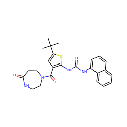 CC(C)(C)c1cc(C(=O)N2CCNC(=O)CC2)c(NC(=O)Nc2cccc3ccccc23)s1 ZINC000035921529