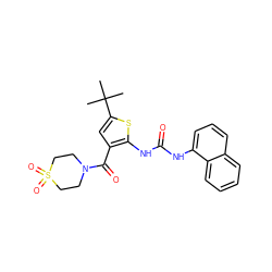 CC(C)(C)c1cc(C(=O)N2CCS(=O)(=O)CC2)c(NC(=O)Nc2cccc3ccccc23)s1 ZINC000035974657