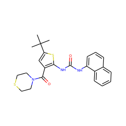 CC(C)(C)c1cc(C(=O)N2CCSCC2)c(NC(=O)Nc2cccc3ccccc23)s1 ZINC000035984899