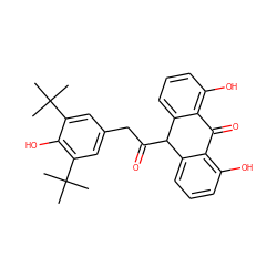 CC(C)(C)c1cc(CC(=O)C2c3cccc(O)c3C(=O)c3c(O)cccc32)cc(C(C)(C)C)c1O ZINC000013732217