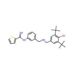 CC(C)(C)c1cc(CNCc2cccc(NC(=N)c3cccs3)c2)cc(C(C)(C)C)c1O ZINC000013487051