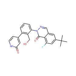 CC(C)(C)c1cc(F)c2c(=O)n(-c3cccc(-c4cc[nH]c(=O)c4)c3CO)ncc2c1 ZINC000209440154